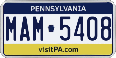PA license plate MAM5408