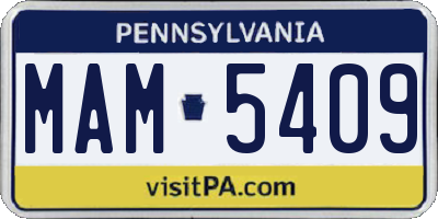 PA license plate MAM5409