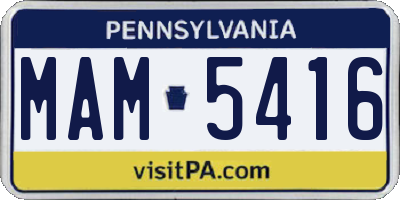 PA license plate MAM5416