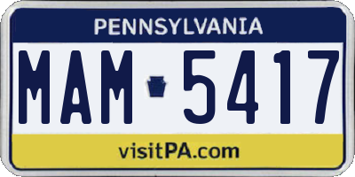 PA license plate MAM5417