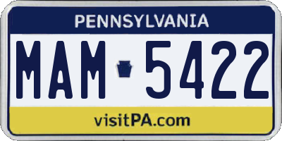 PA license plate MAM5422