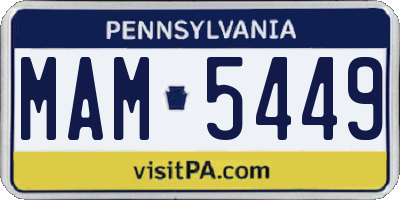 PA license plate MAM5449