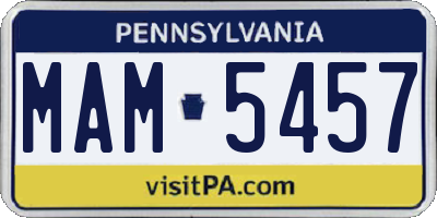 PA license plate MAM5457