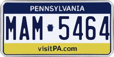 PA license plate MAM5464