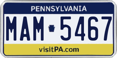 PA license plate MAM5467