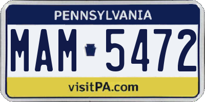 PA license plate MAM5472