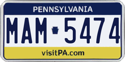 PA license plate MAM5474