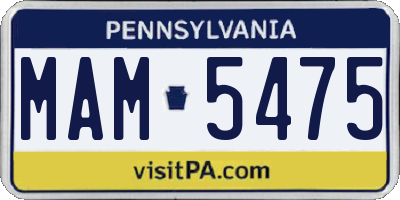 PA license plate MAM5475