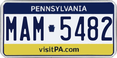 PA license plate MAM5482