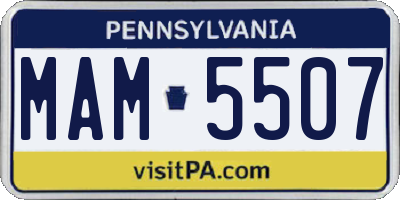 PA license plate MAM5507
