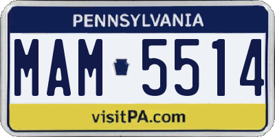 PA license plate MAM5514
