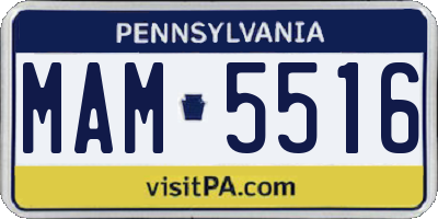 PA license plate MAM5516