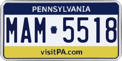 PA license plate MAM5518