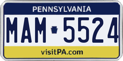 PA license plate MAM5524