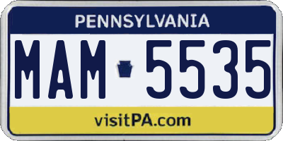 PA license plate MAM5535
