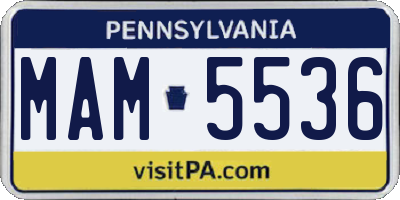 PA license plate MAM5536