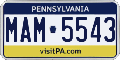PA license plate MAM5543