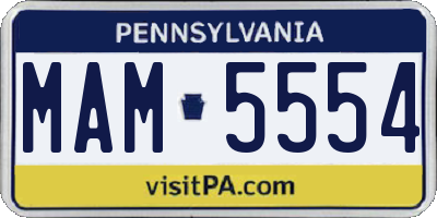 PA license plate MAM5554