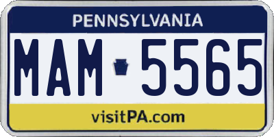 PA license plate MAM5565