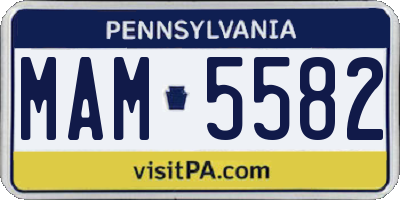 PA license plate MAM5582