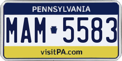 PA license plate MAM5583