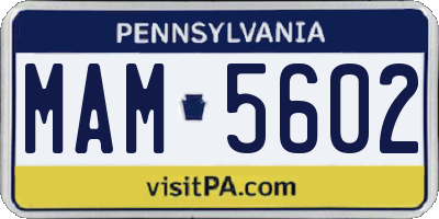 PA license plate MAM5602