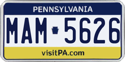 PA license plate MAM5626