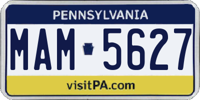 PA license plate MAM5627
