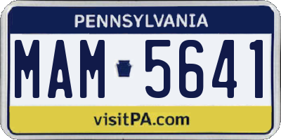 PA license plate MAM5641