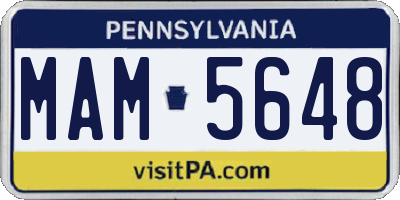 PA license plate MAM5648