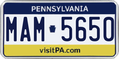 PA license plate MAM5650