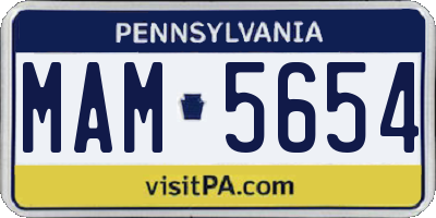PA license plate MAM5654