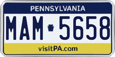 PA license plate MAM5658