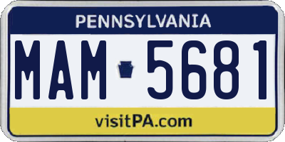 PA license plate MAM5681