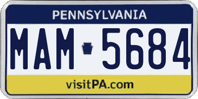 PA license plate MAM5684