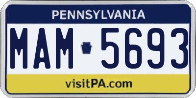 PA license plate MAM5693
