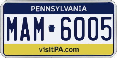 PA license plate MAM6005