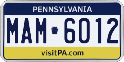 PA license plate MAM6012