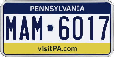 PA license plate MAM6017