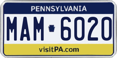 PA license plate MAM6020