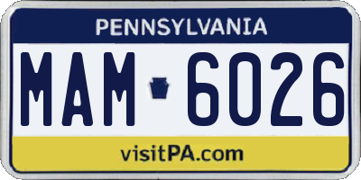 PA license plate MAM6026