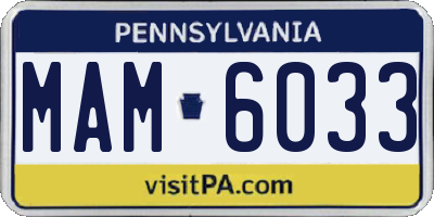 PA license plate MAM6033