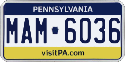 PA license plate MAM6036