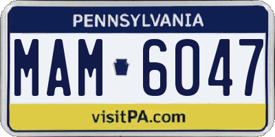 PA license plate MAM6047