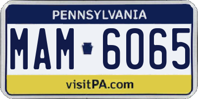 PA license plate MAM6065