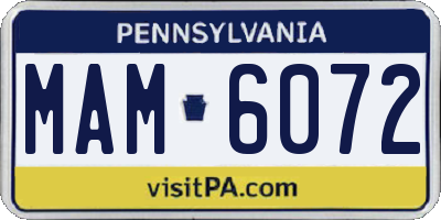 PA license plate MAM6072