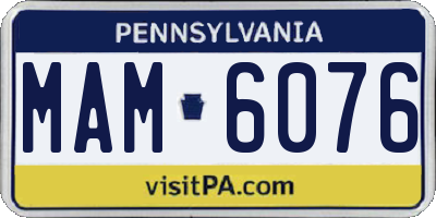 PA license plate MAM6076