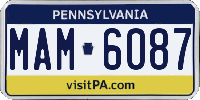 PA license plate MAM6087