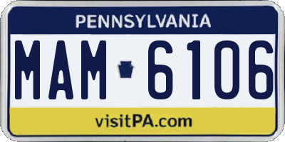 PA license plate MAM6106