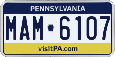 PA license plate MAM6107
